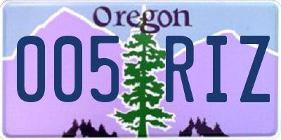 OR license plate 005RIZ