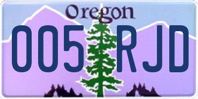 OR license plate 005RJD