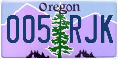 OR license plate 005RJK