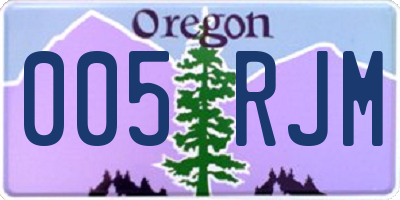 OR license plate 005RJM
