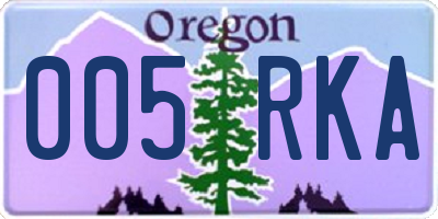 OR license plate 005RKA