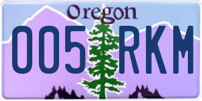 OR license plate 005RKM