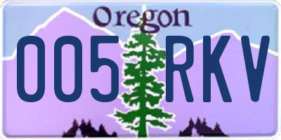 OR license plate 005RKV