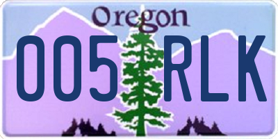 OR license plate 005RLK