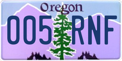 OR license plate 005RNF