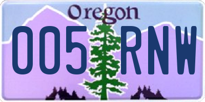 OR license plate 005RNW