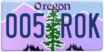 OR license plate 005ROK