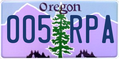 OR license plate 005RPA
