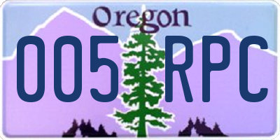 OR license plate 005RPC