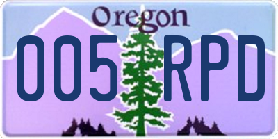 OR license plate 005RPD