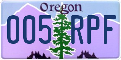 OR license plate 005RPF
