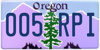 OR license plate 005RPI