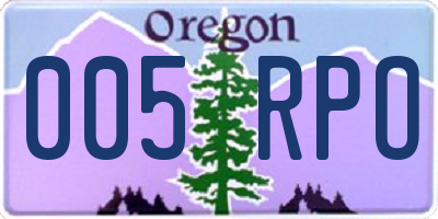 OR license plate 005RPO