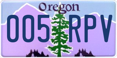 OR license plate 005RPV