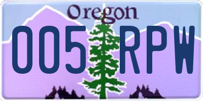 OR license plate 005RPW