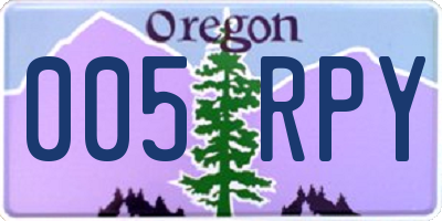 OR license plate 005RPY