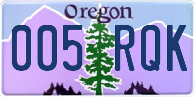 OR license plate 005RQK
