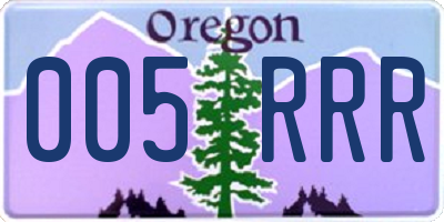OR license plate 005RRR