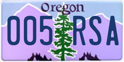 OR license plate 005RSA