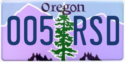 OR license plate 005RSD