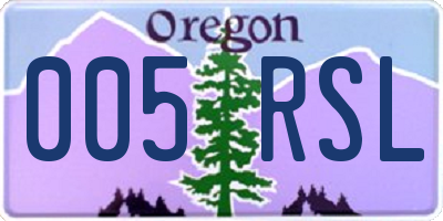 OR license plate 005RSL