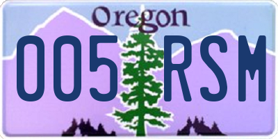 OR license plate 005RSM