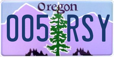 OR license plate 005RSY