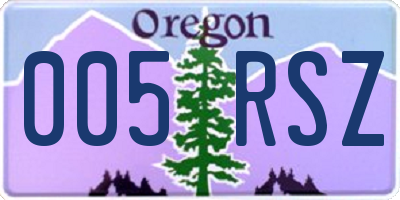 OR license plate 005RSZ
