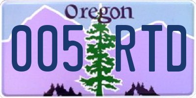 OR license plate 005RTD