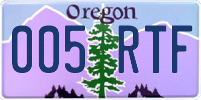 OR license plate 005RTF