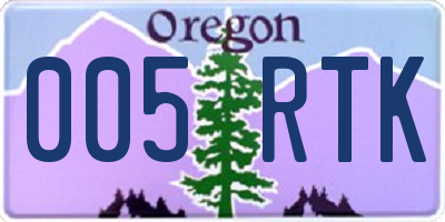 OR license plate 005RTK