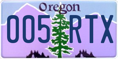 OR license plate 005RTX