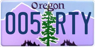 OR license plate 005RTY