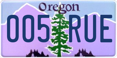 OR license plate 005RUE