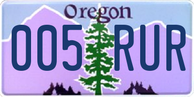 OR license plate 005RUR
