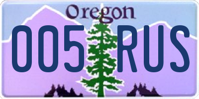 OR license plate 005RUS