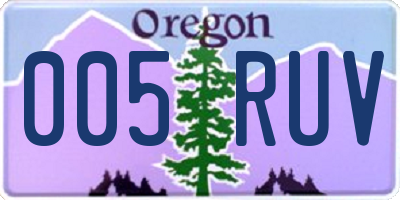 OR license plate 005RUV