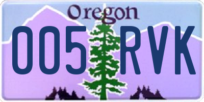 OR license plate 005RVK