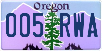 OR license plate 005RWA