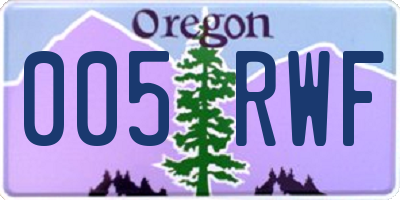 OR license plate 005RWF