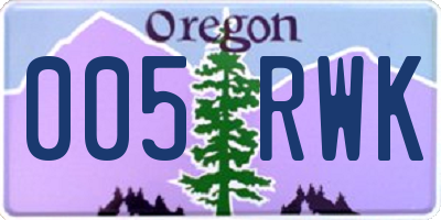 OR license plate 005RWK