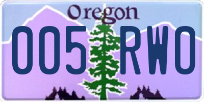 OR license plate 005RWO