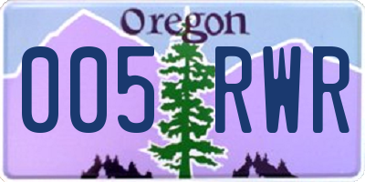 OR license plate 005RWR