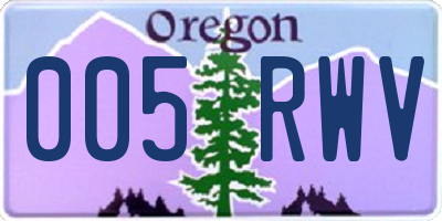 OR license plate 005RWV