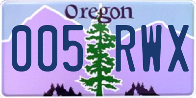 OR license plate 005RWX