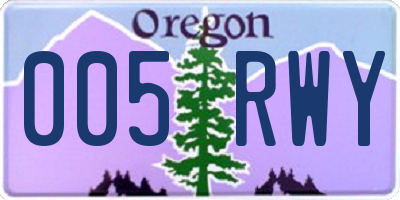 OR license plate 005RWY