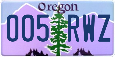 OR license plate 005RWZ