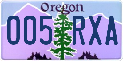 OR license plate 005RXA