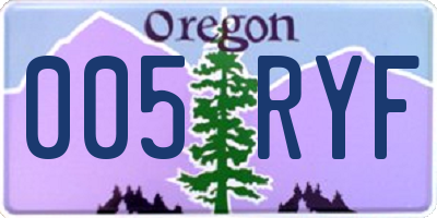 OR license plate 005RYF