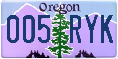 OR license plate 005RYK
